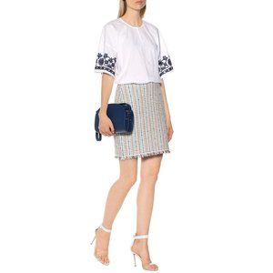 Tory Burch NWT Fringe Metallic Skirt Short Holiis Skirt Extra Small XS